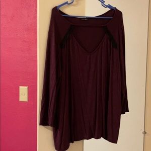 Purpley top with black lace accents